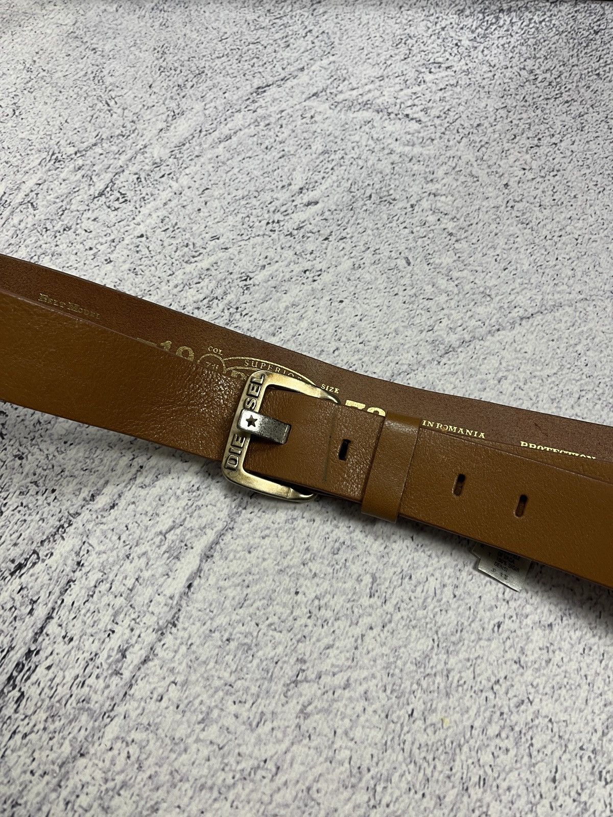 Diesel Diesel Leather Belt Big Metal Buckle Logo Brown Y2K Size ONE SIZE - 12 Thumbnail