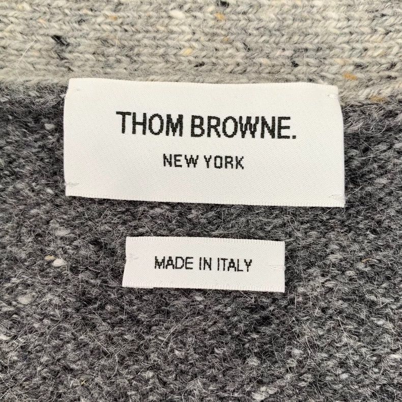 Thom Browne Thom Browne Gray classic four-bar buckle wool knitted cardi Size US S / EU 44-46 / 1 - 5 Thumbnail