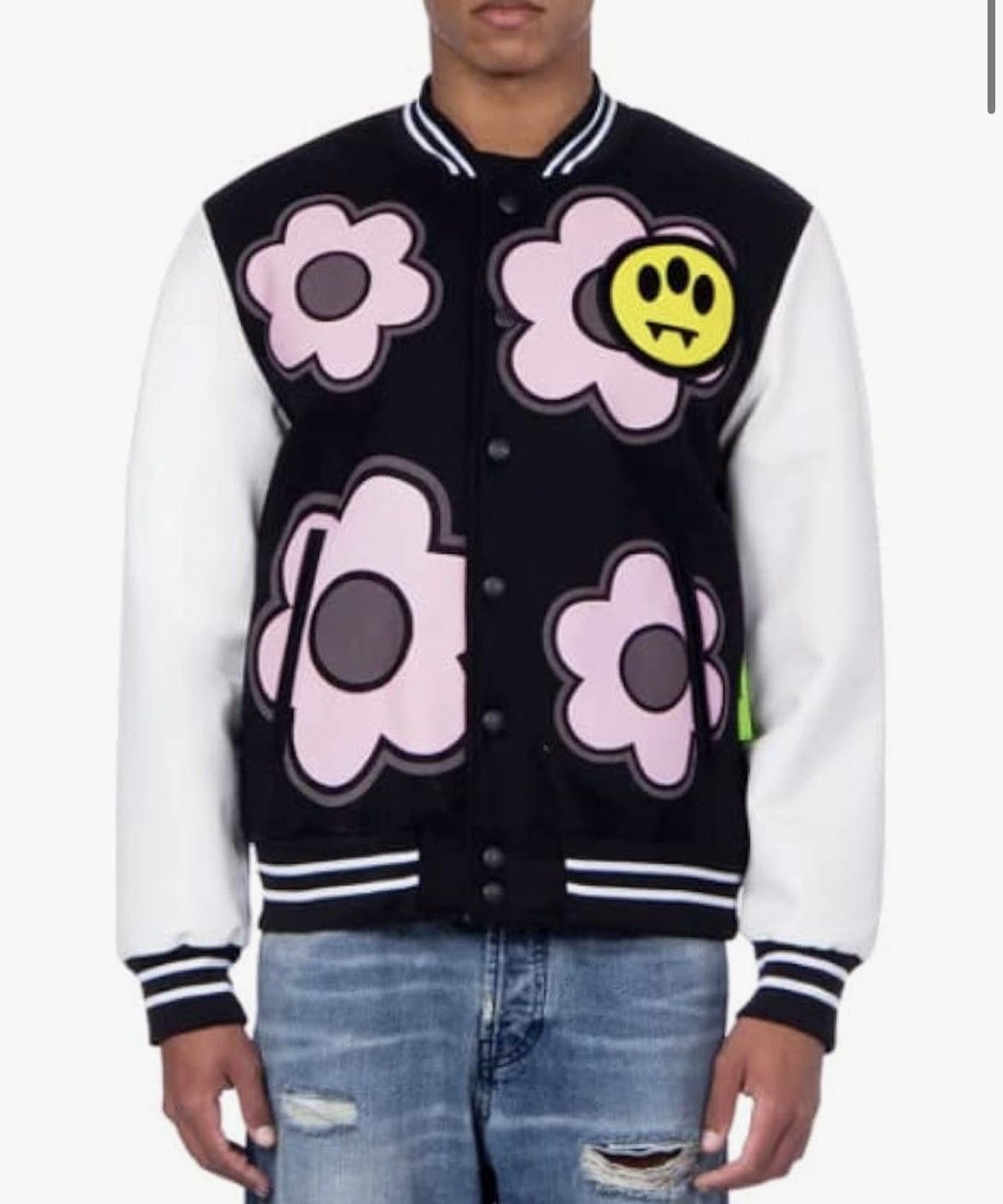 Barrow Barrow College Bomber Jacket Unisex Flowers Black and White Size US M / EU 48-50 / 2 - 2 Thumbnail