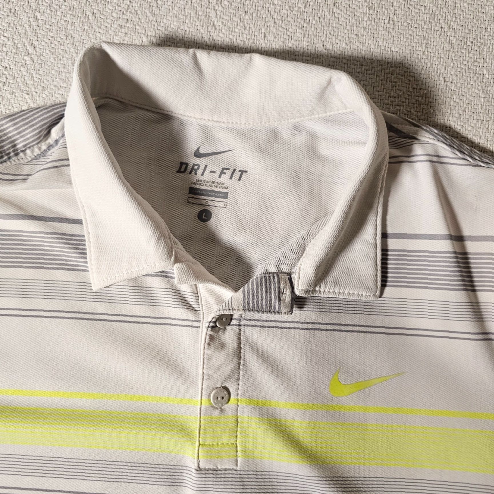 Nike Nike Golf Polo Dri-Fit Short Sleeve 2 Tone Stripe White L Mens Shirt Size US L / EU 52-54 / 3 - 2 Thumbnail