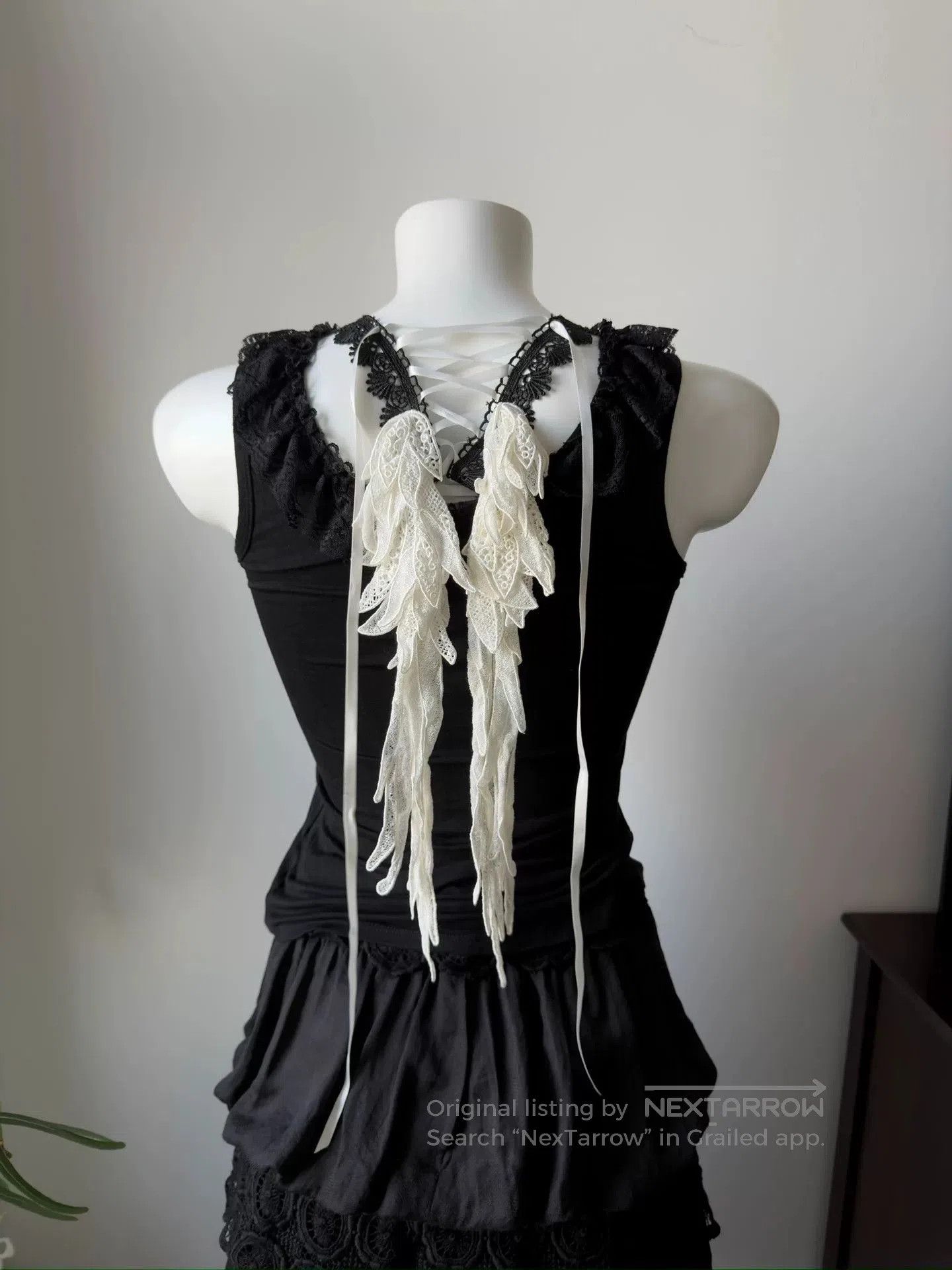 KMRii Japanese Brand Cotton Lace Wing Camisole. Size M / US 6-8 / IT 42-44 - 2 Thumbnail