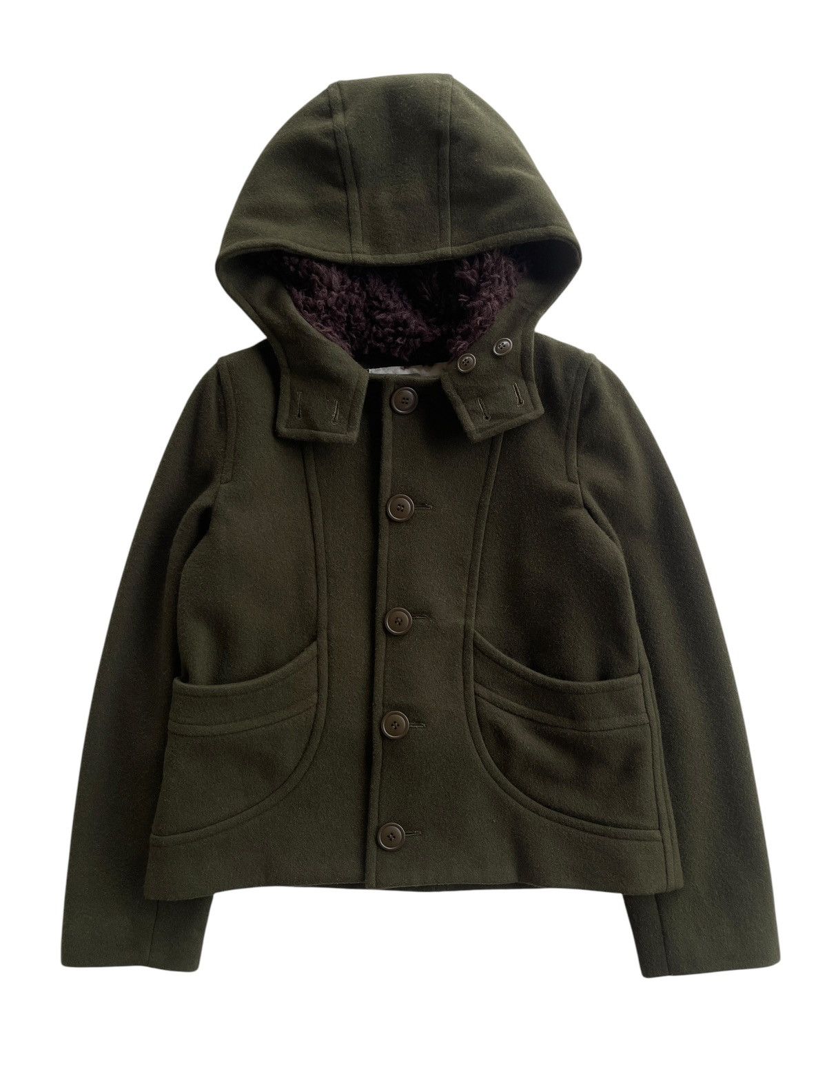 Issey Miyake Wool Bono Hooded Cropped Jacket Size M / US 6-8 / IT 42-44 - 2 Thumbnail