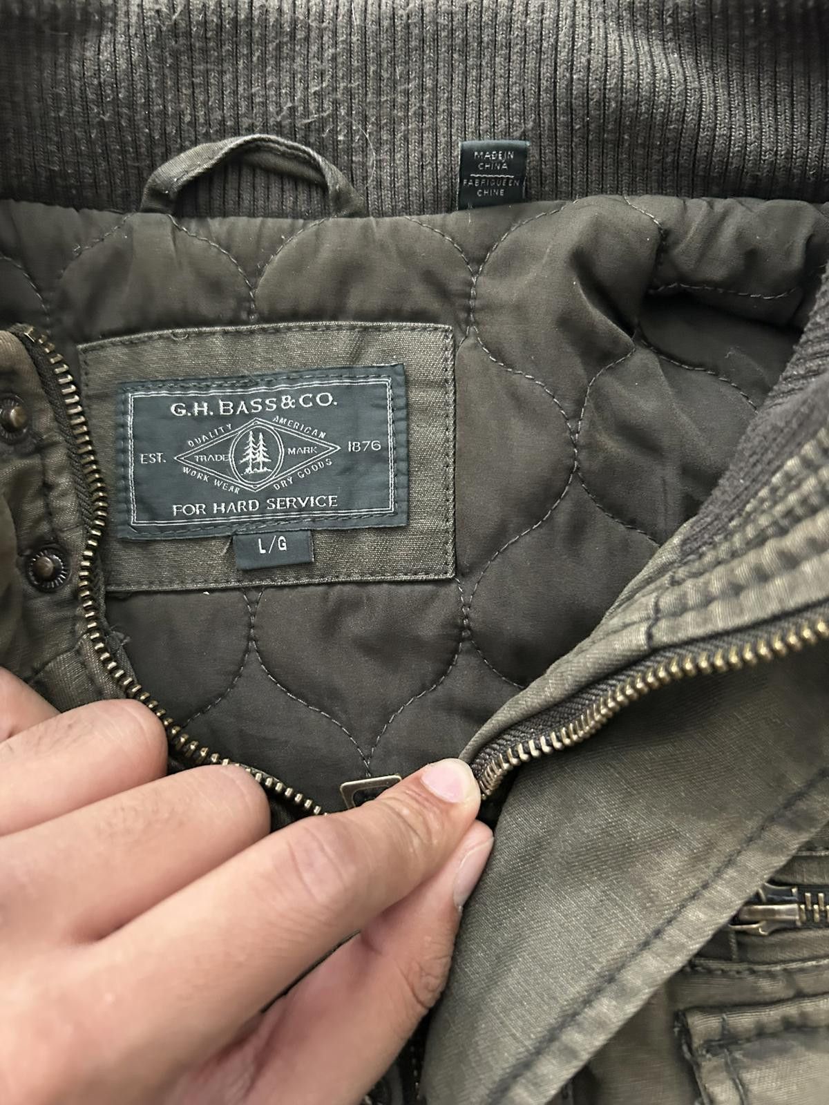 G.H. Bass & Co. G.H. Bass & Co. Men's Olive Green Utility Jacket L/G Size US L / EU 52-54 / 3 - 3 Thumbnail