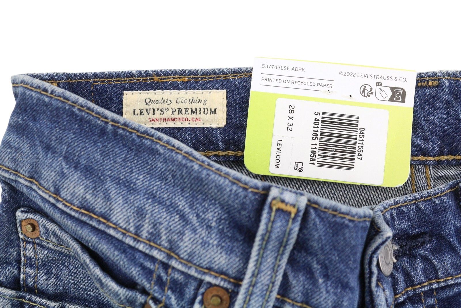 Levi's 511 W28/L32 Big E Slim Zip Faded Blue Jeans 87069 Size US 28 / EU 44 - 6 Thumbnail