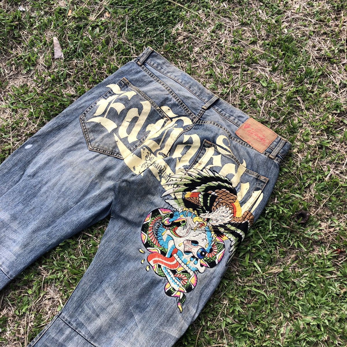 Vintage Faded Ed Hardy By Christian Audigier Denim Pants