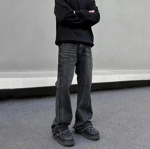 Designer × Japanese Brand × Jean Loose Straight-leg Flared Black Jeans Size US 31 - 4 Thumbnail