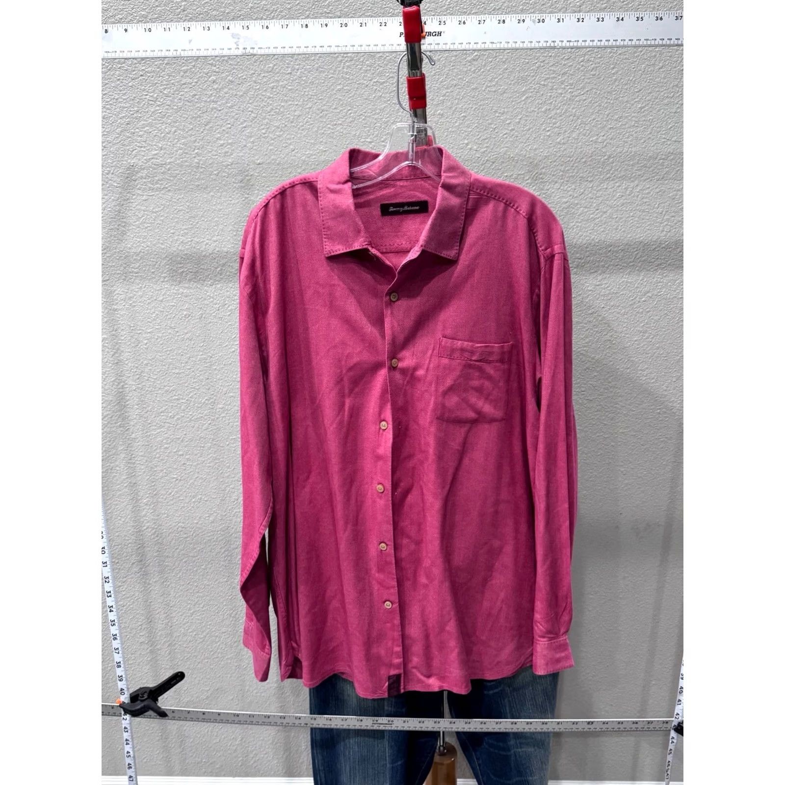 Tommy Bahama Tommy Bahama Shirt LONG SLEEVE Raspberry Silk Blend Large L 16.5 x 35/36 Mens Size US L / EU 52-54 / 3 - 2 Thumbnail