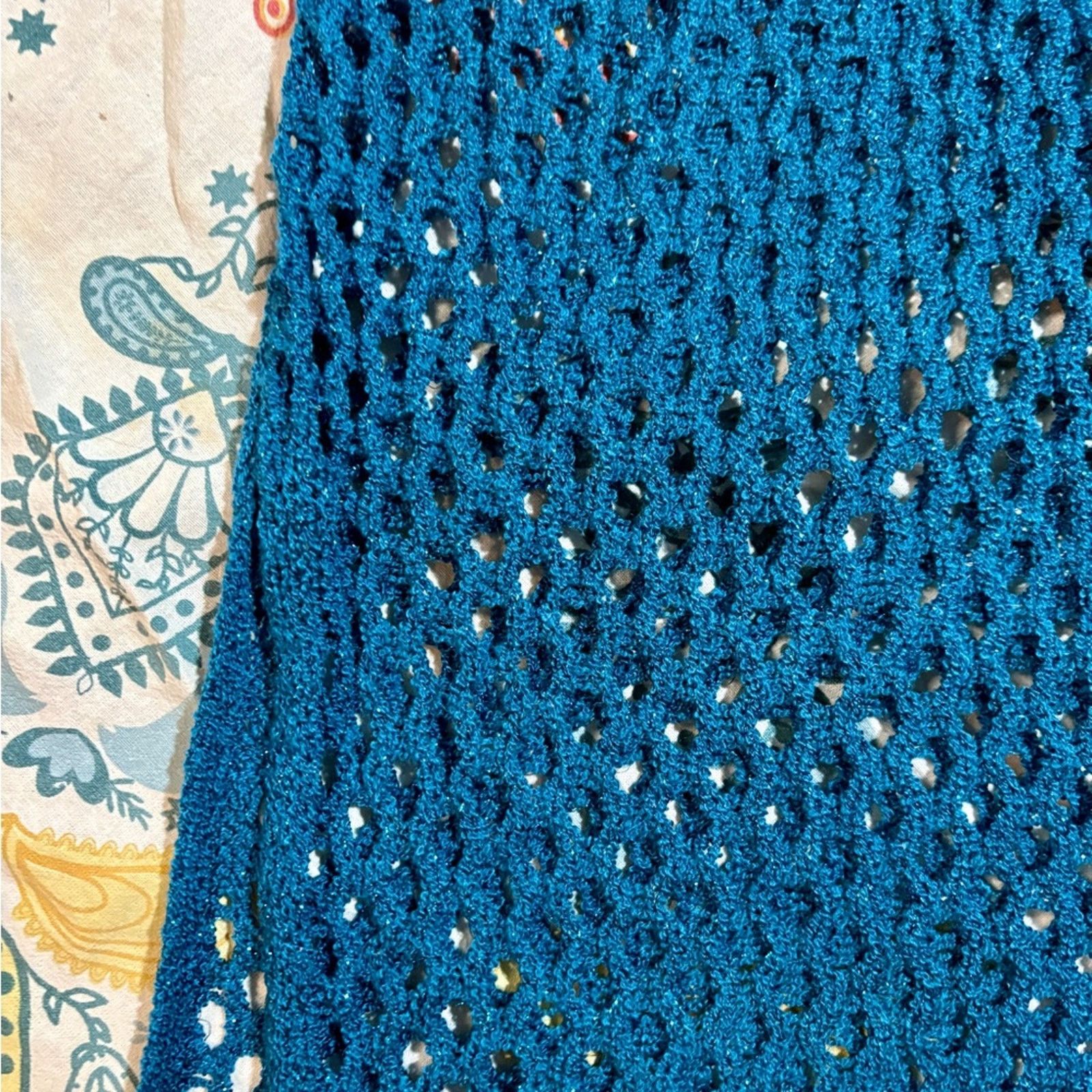 Anthropologie Blue Crochet Maxi Dress Size S / US 4 / IT 40 - 3 Thumbnail