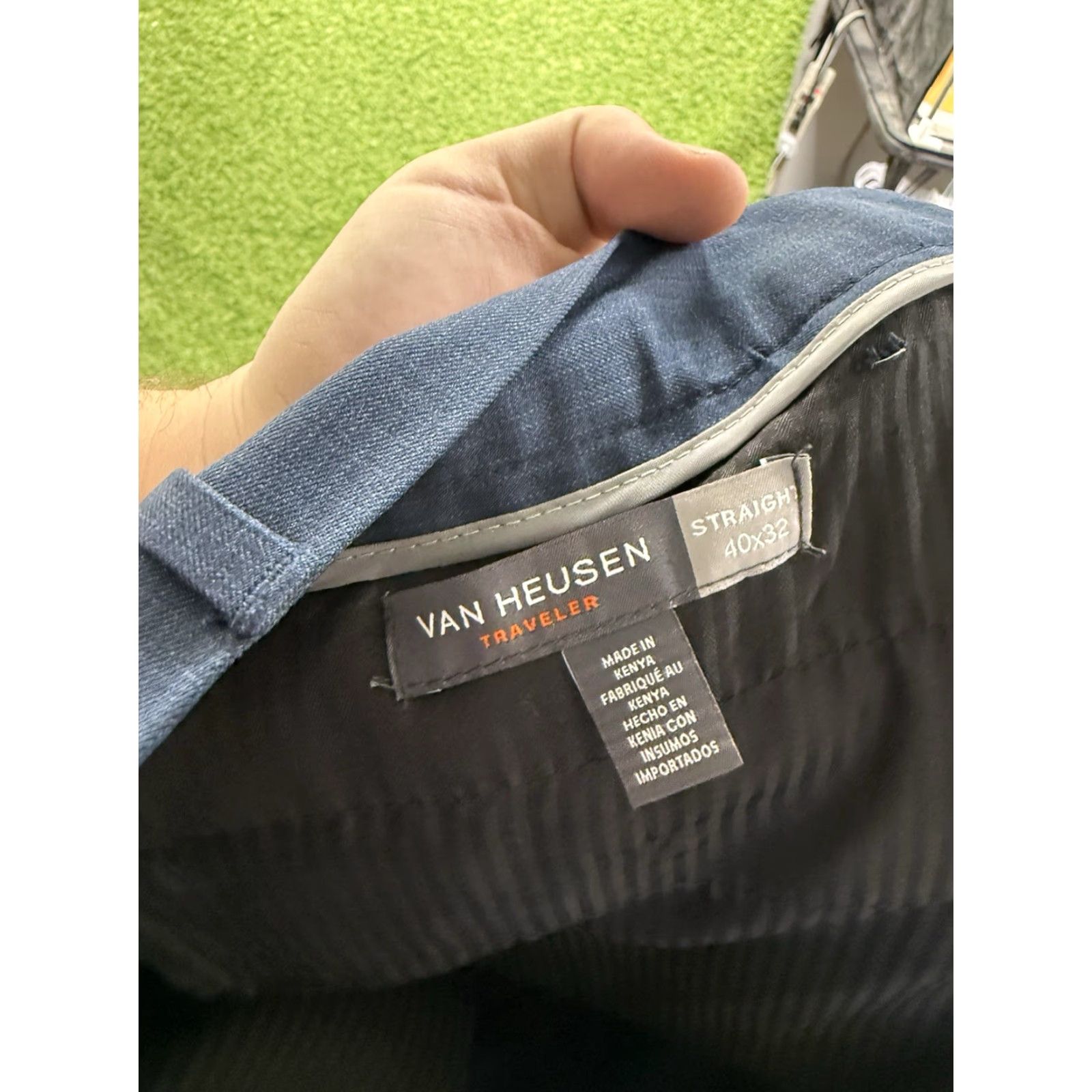 Van Heusen Traveler Dress Pants Mens 40x32 Navy Blue Slim Fit Wicking Flex  NWT - threedaughtersproperties.com