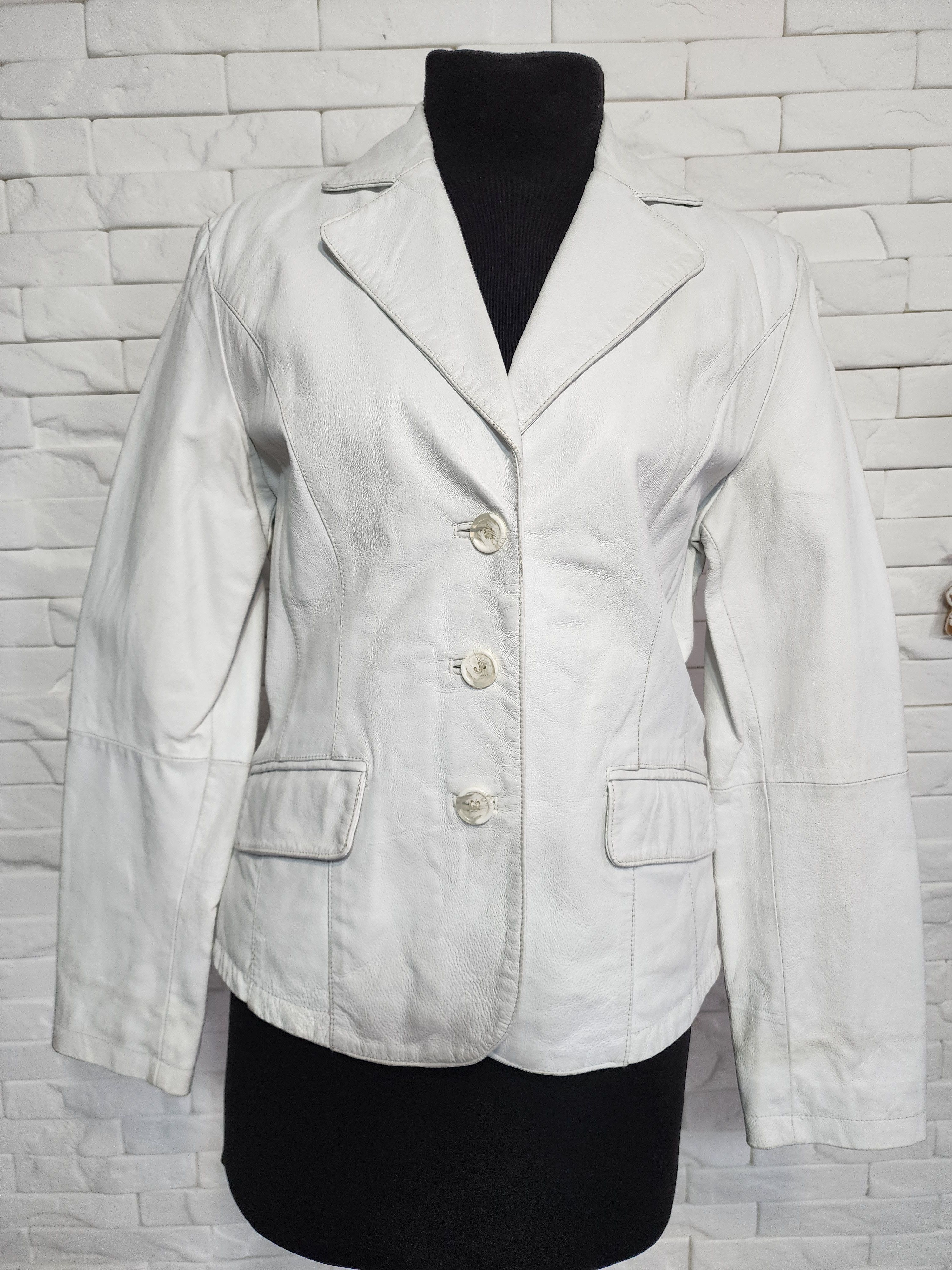 Genuine Leather White Leather Jacket. Women's Outwear Size M / US 6-8 / IT 42-44 - 1 Thumbnail