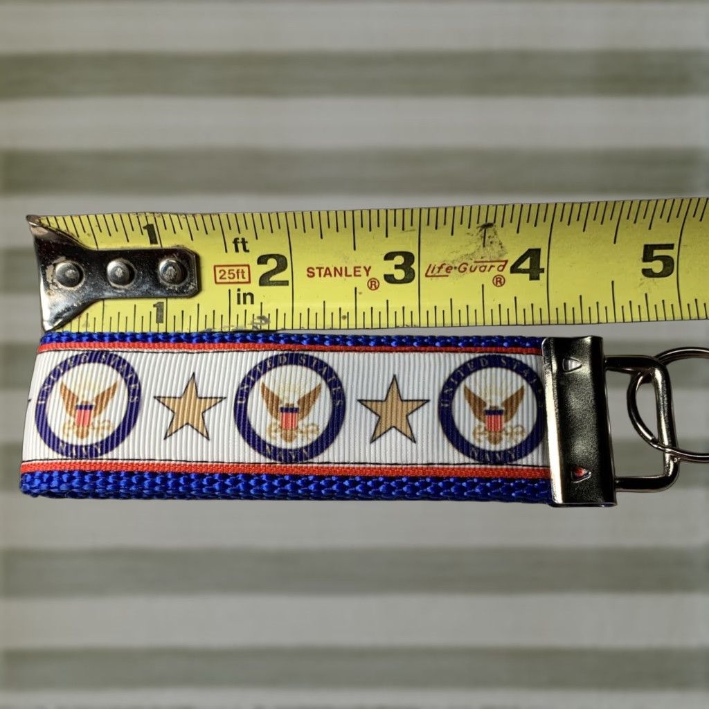 Vintage U.S. Navy Key Fob Holder Wristlet Keychain Red White Blue 4 1/2" Navy Unbranded Unisex Military Wristlet Keychain Size ONE SIZE - 1 Thumbnail
