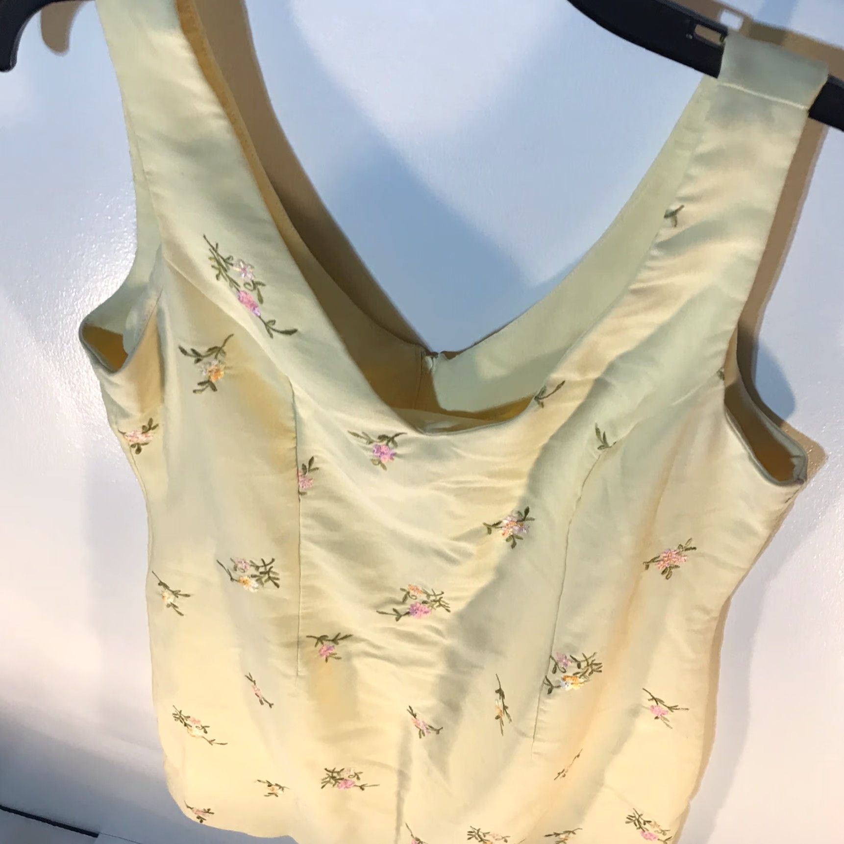 Vintage VINTAGE City Triangles Women's Dress Knee Length Floral Embroidered Sleeveless Spring Summer Size 13-14 Yellow Size XL / US 12-14 / IT 48-50 - 2 Thumbnail