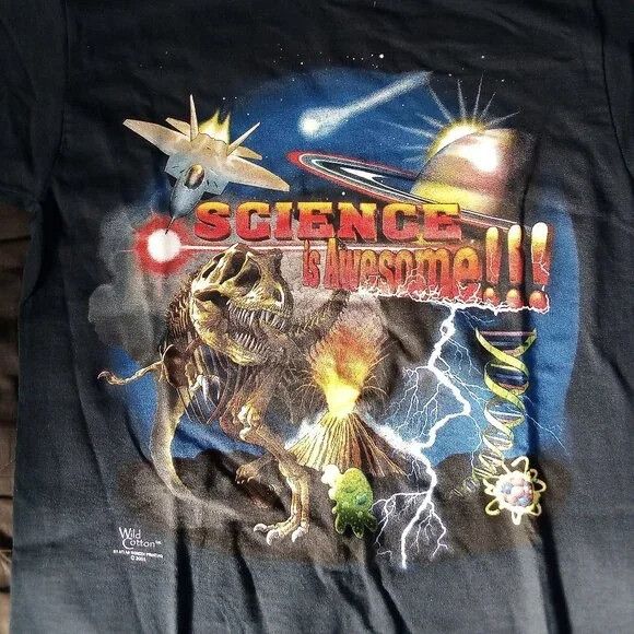 Vintage NWT DS Science Is Awesome Dinosaur Outer Space T-Shirt Size US S / EU 44-46 / 1 - 1 Thumbnail