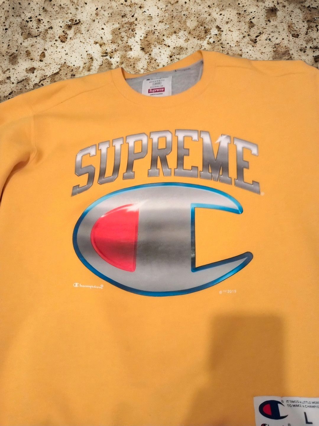 Supreme Supreme Champion Chrome Gold Crewneck (Rare) Size US L / EU 52-54 / 3 - 2 Thumbnail