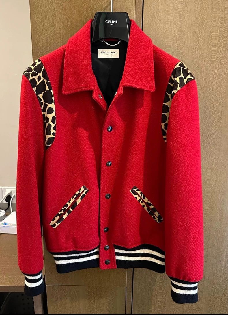 Saint Laurent Paris Saint Laurent Paris Red leopard print baseball jacket-2506 Size US M / EU 48-50 / 2 - 1 Thumbnail