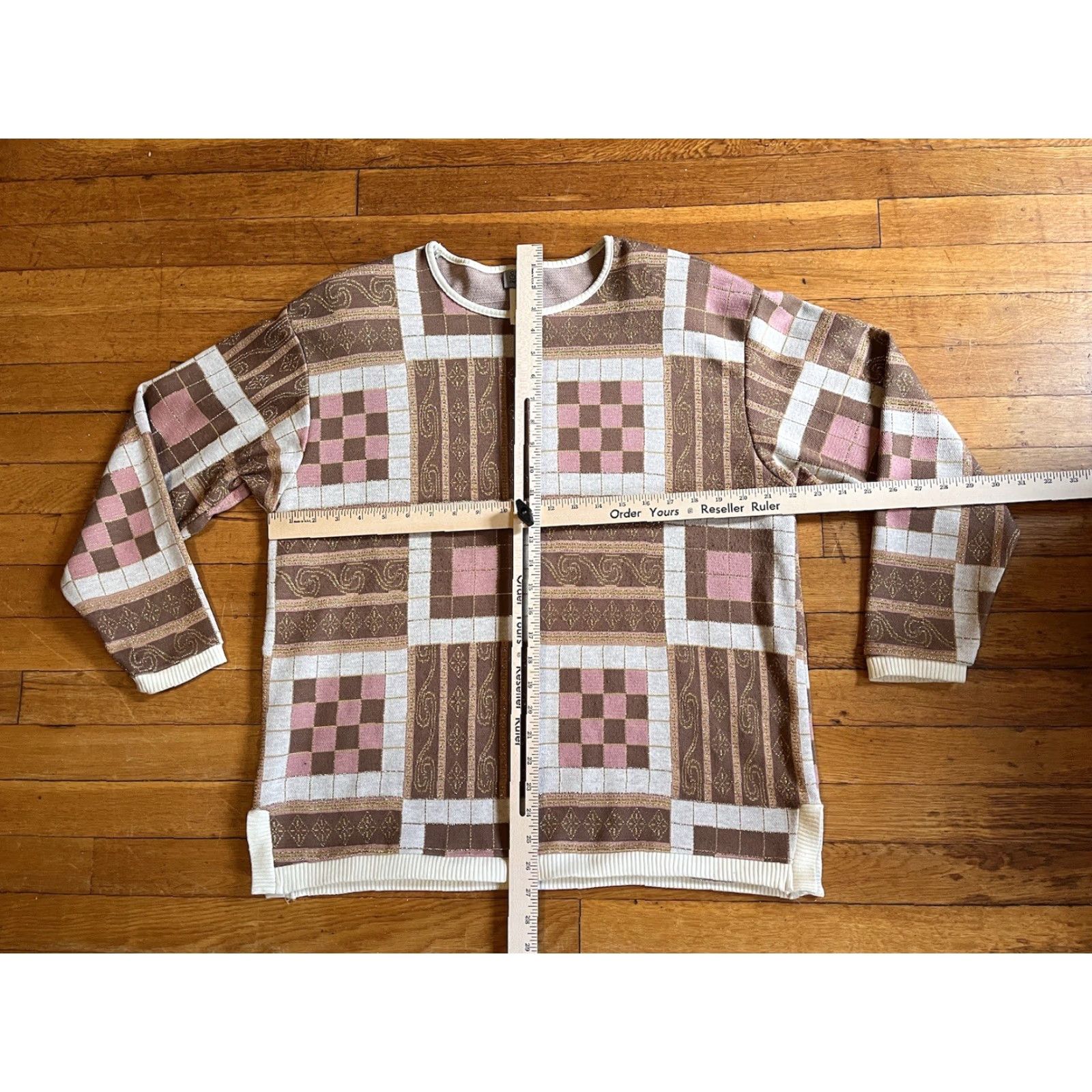 Christopher Kane VINTAGE Susan Christopher Sweater Women’s Large Pink Gold Metallic 80s Size L / US 10 / IT 46 - 7 Thumbnail