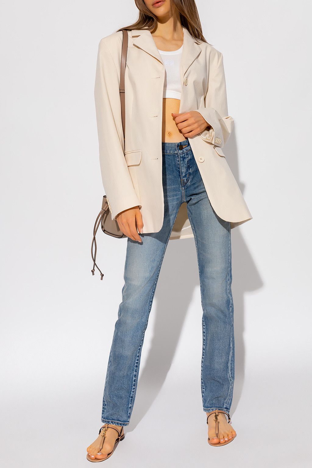Saint Laurent Paris o1s1wg110924 Low-Rise Jeans in Dirty Sandy Denim in Blue Size 26" / US 2 / IT 38 - 2 Thumbnail