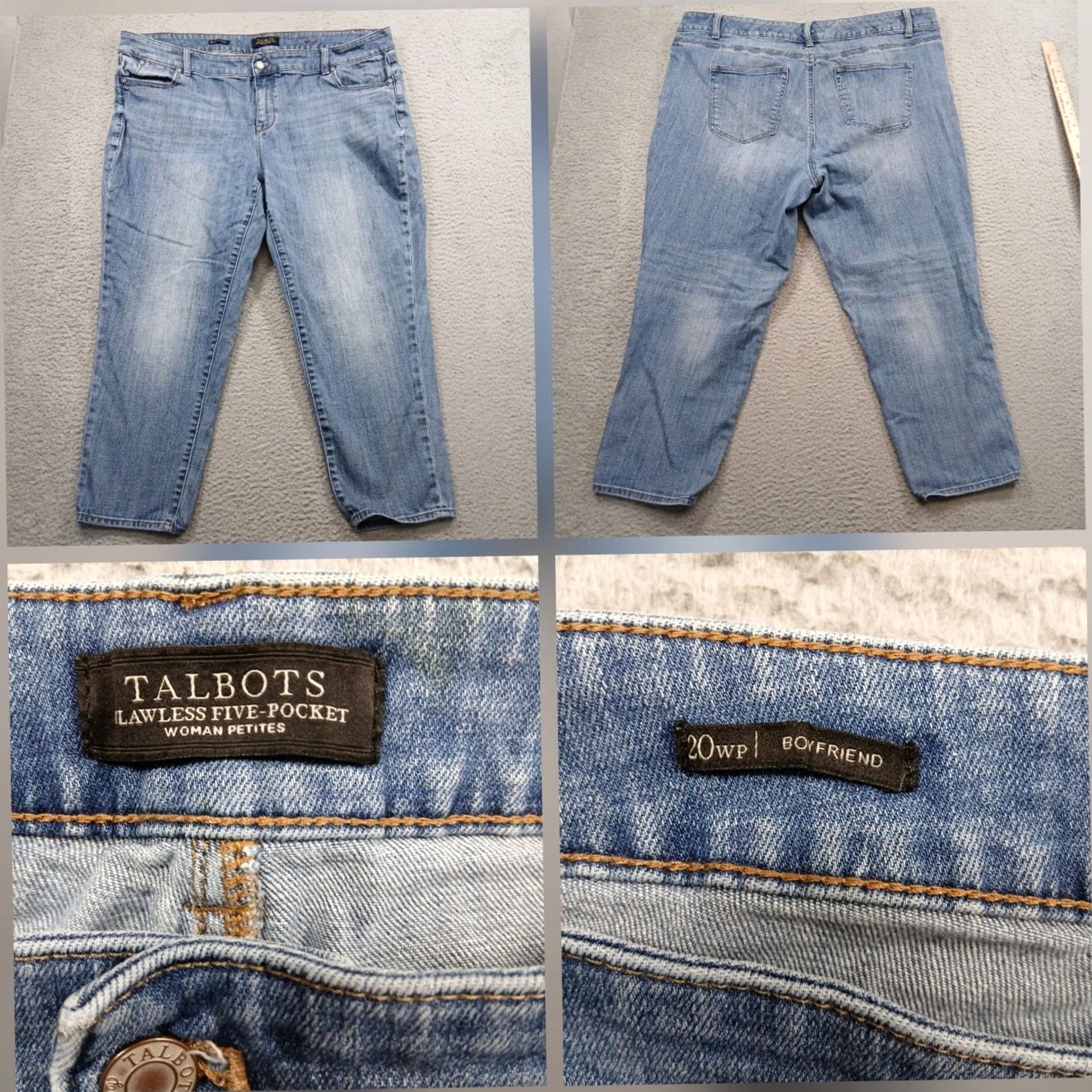 Talbots VINTAGE Talbots Flawless Five-Pocket Boyfriend Jeans Women 20WP Blue Stretch Denim EUC Size 42" / US 20 - 2 Thumbnail