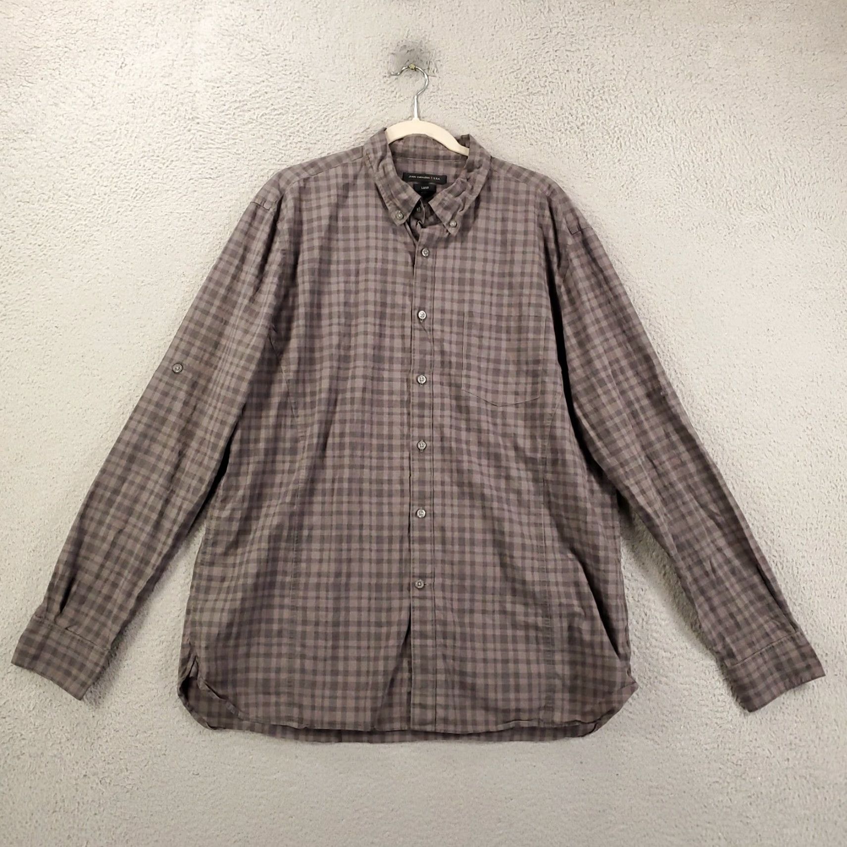 John Varvatos John Varvatos Shirt Mens 2XL Plaid Multicolor Button Up Roll Tab Sleeve Size 48R - 2 Thumbnail