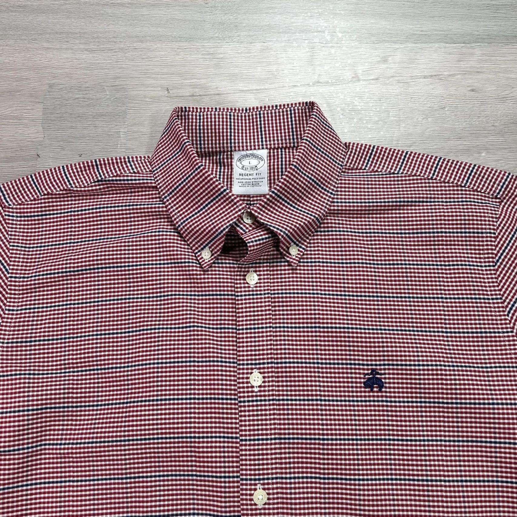 Brooks Brothers Brooks Brothers Shirt Mens Large Red Check Regent Non Iron Stretch Cotton Size US L / EU 52-54 / 3 - 3 Thumbnail