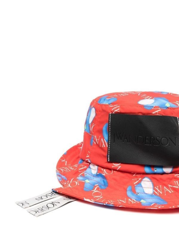JW Anderson o1mle1124 Size:58 / Bucket Hat in Red Elephant Grid Size ONE SIZE - 3 Thumbnail