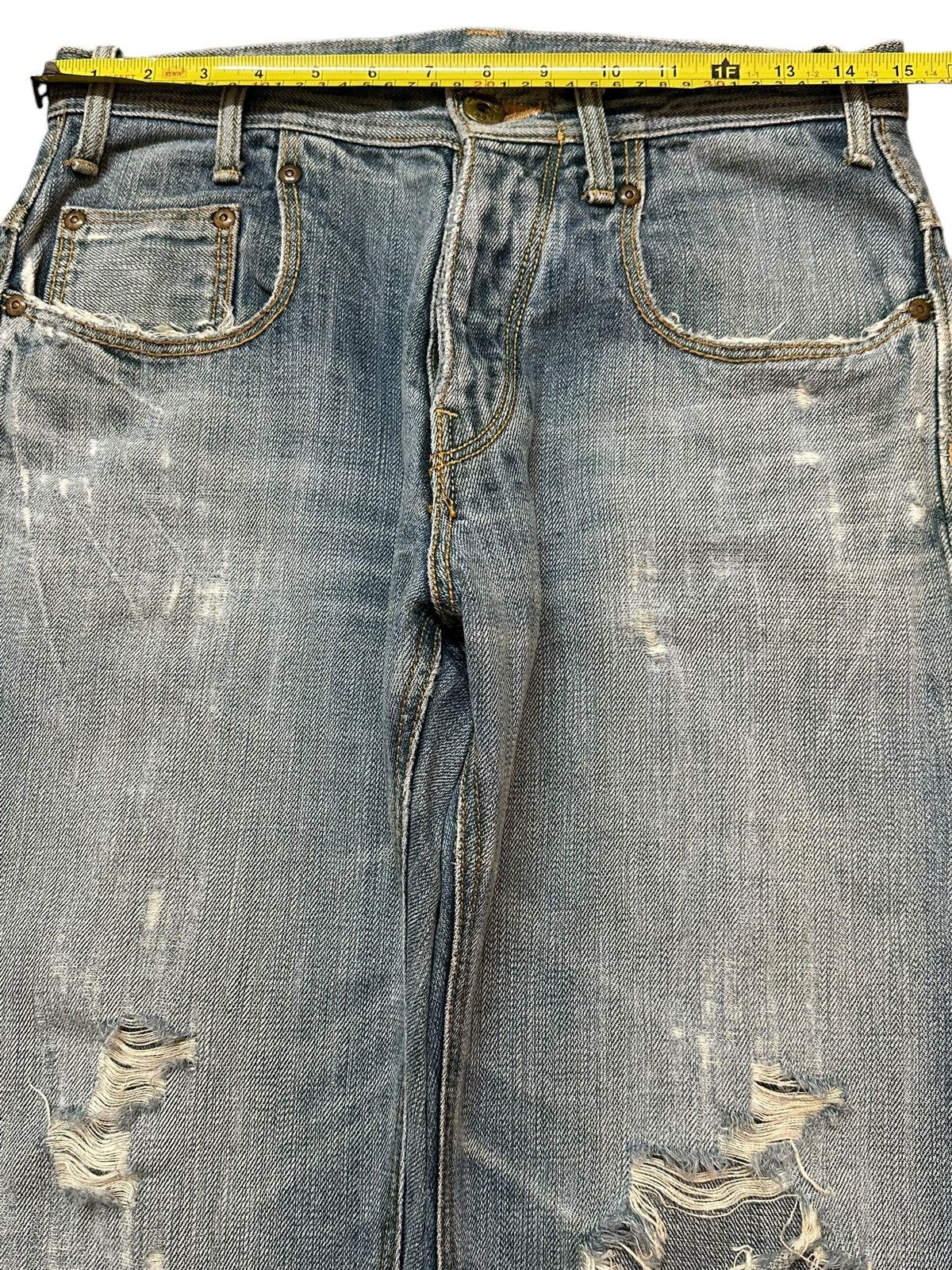 Lee Vintage Lee Buckle Style Faded Wash Distressed Baggy Jeans Size US 30 / EU 46 - 11 Thumbnail