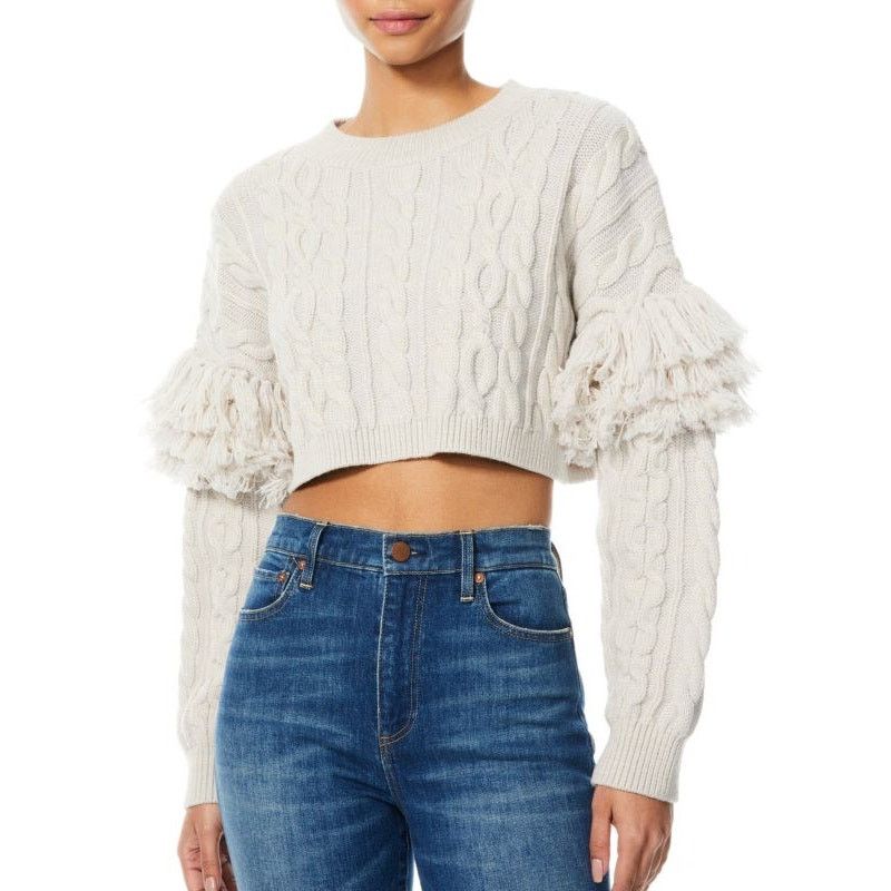Alice + Olivia ALICE + OLIVIA Kala Cropped Cable-Knit Sweater light Almond Size XS / US 0-2 / IT 36-38 - 1 Thumbnail