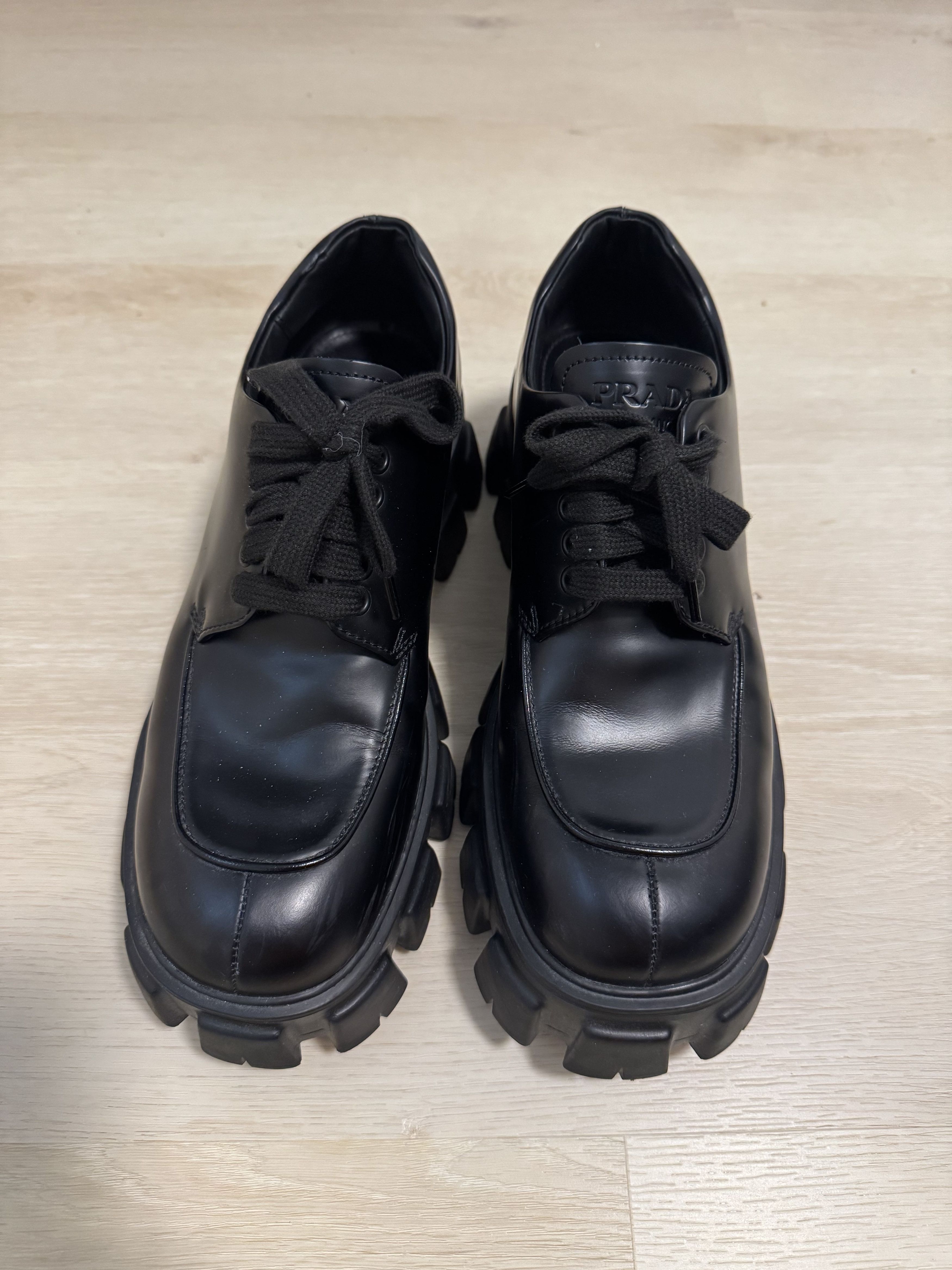 Prada Prada Black Monolith Lace Up Loafers (Fits US 10) Size US 10 / EU 43 - 2 Thumbnail