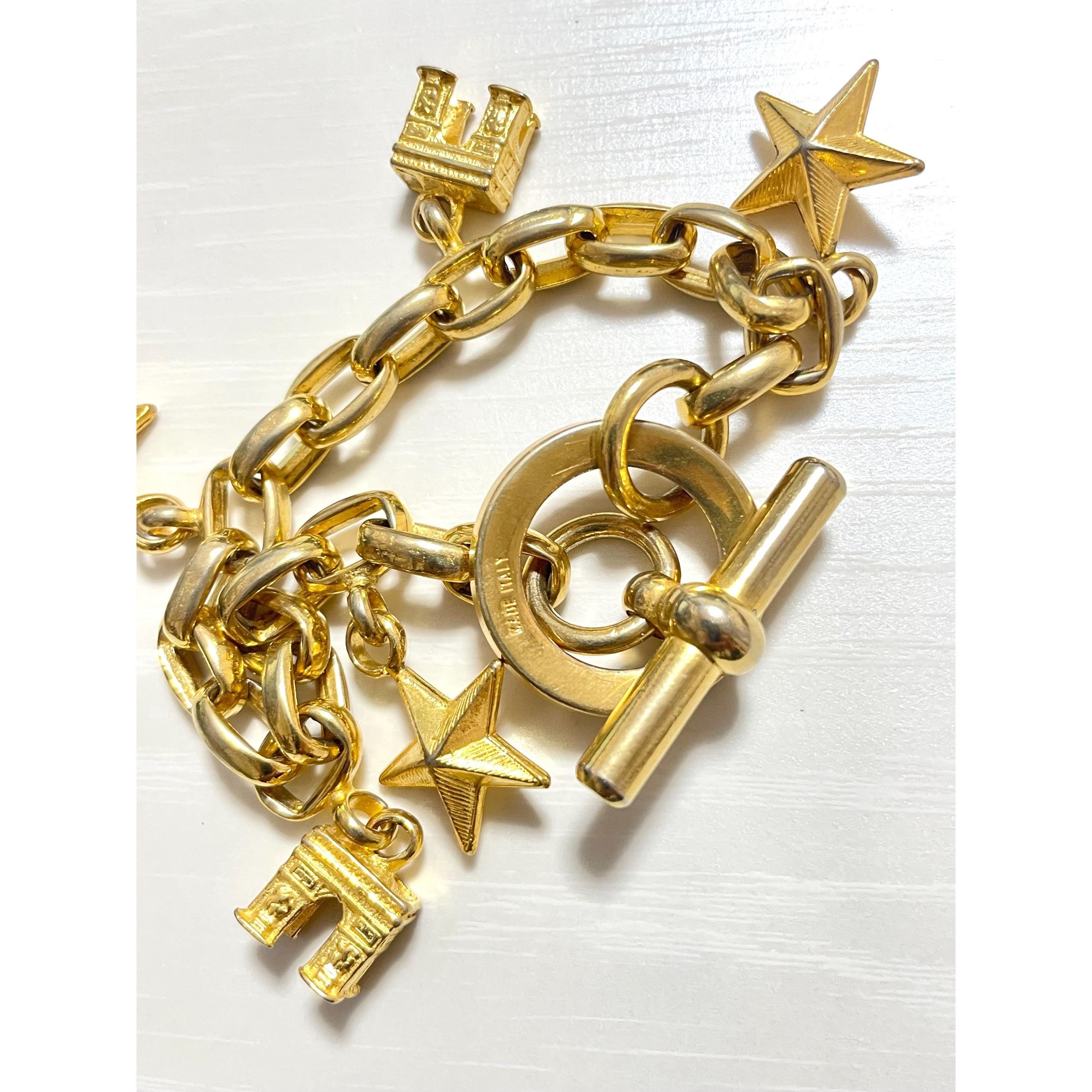 Celine Vintage Celine chain bracelet with Triomphe and star charms. Size ONE SIZE - 6 Thumbnail