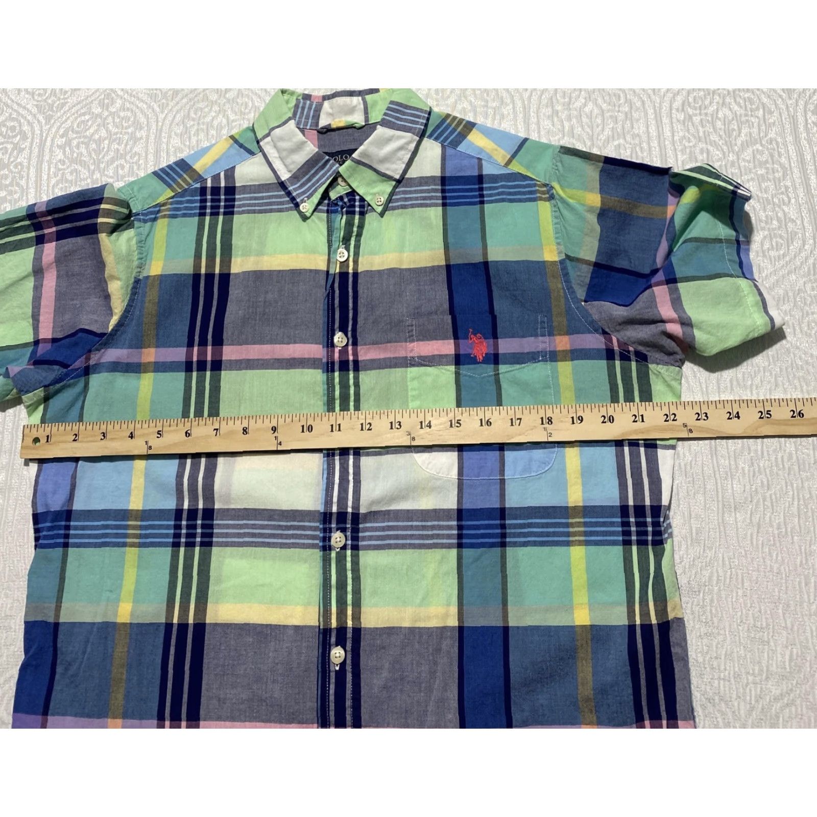 Vintage US Polo Assn Shirt Mens Medium Green Blue Plaid Short Sleeve Button Down Size US M / EU 48-50 / 2 - 6 Thumbnail