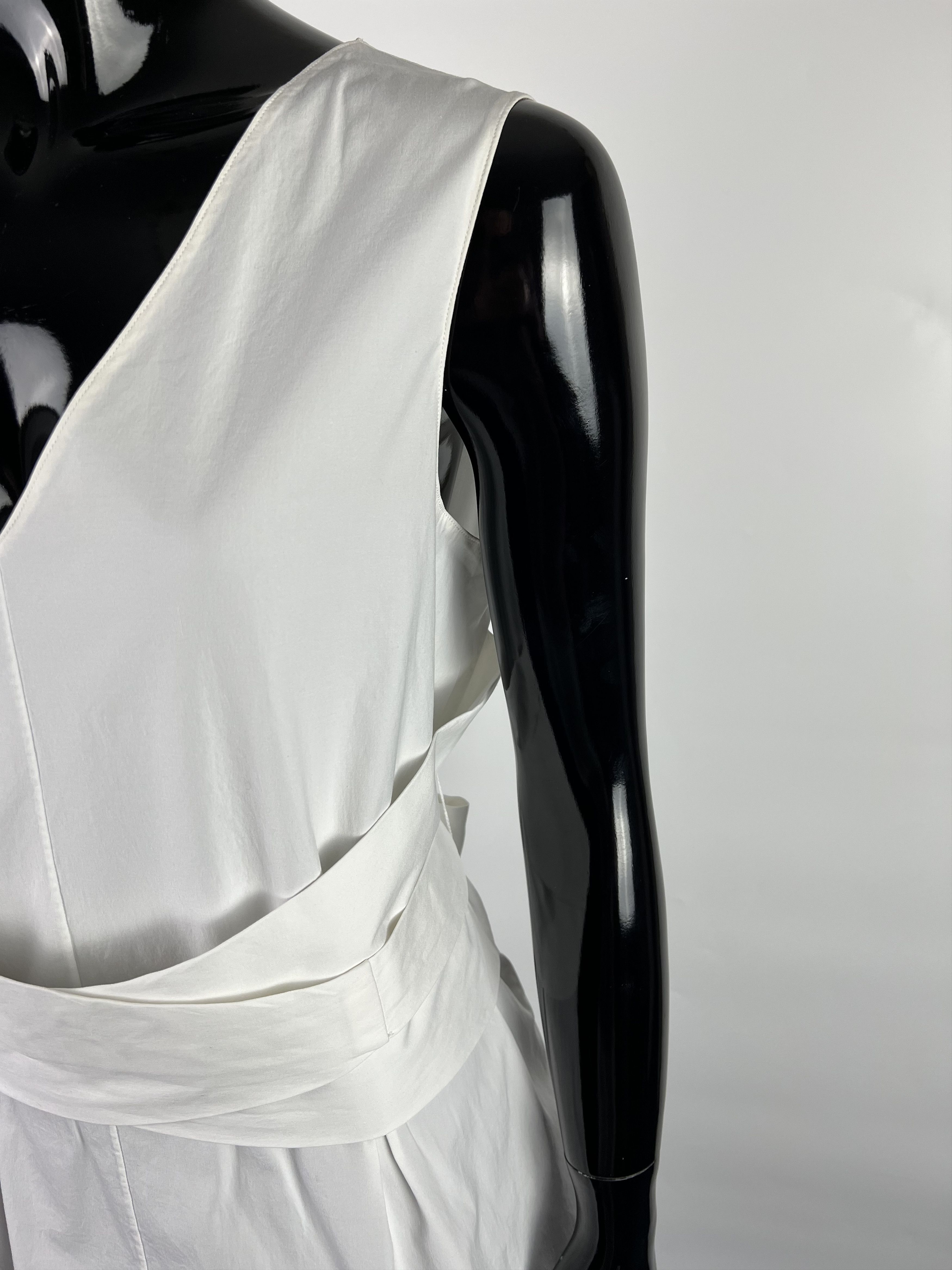 The Row The Row White Cotton Sleeveless Belted Blouse Size L / US 10 / IT 46 - 7 Thumbnail