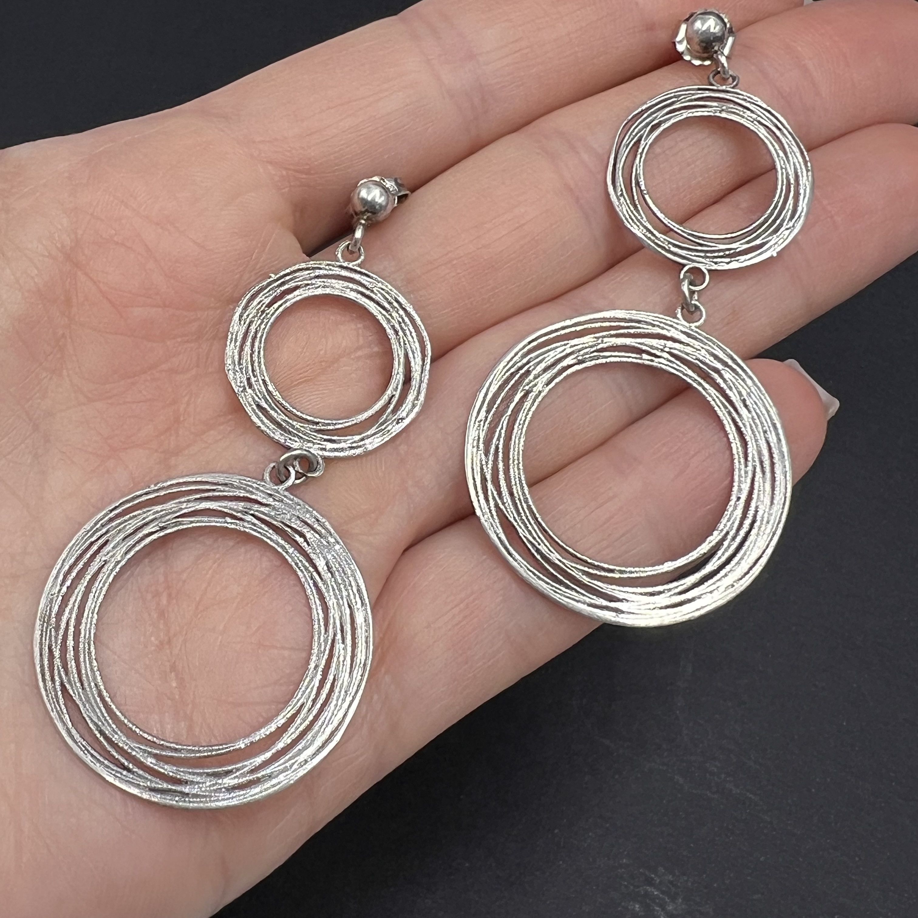 Vintage Earrings 925 Sterling Silver Drop dangle 5.36 gr