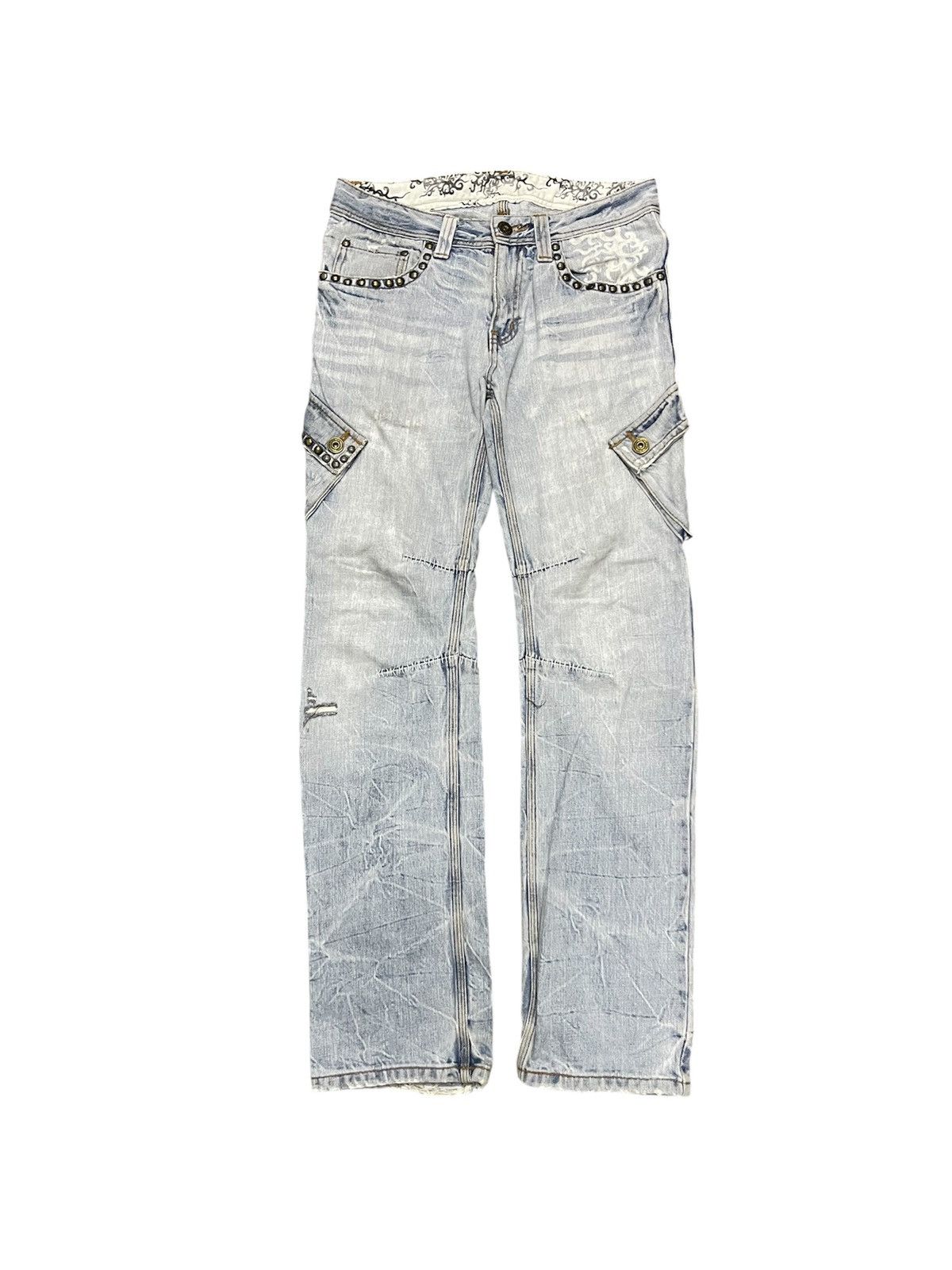 Beauty Beast 2000s TWENTY WORKS STUDDED SIDE POCKET JEANS RARE Size US 31 - 2 Thumbnail