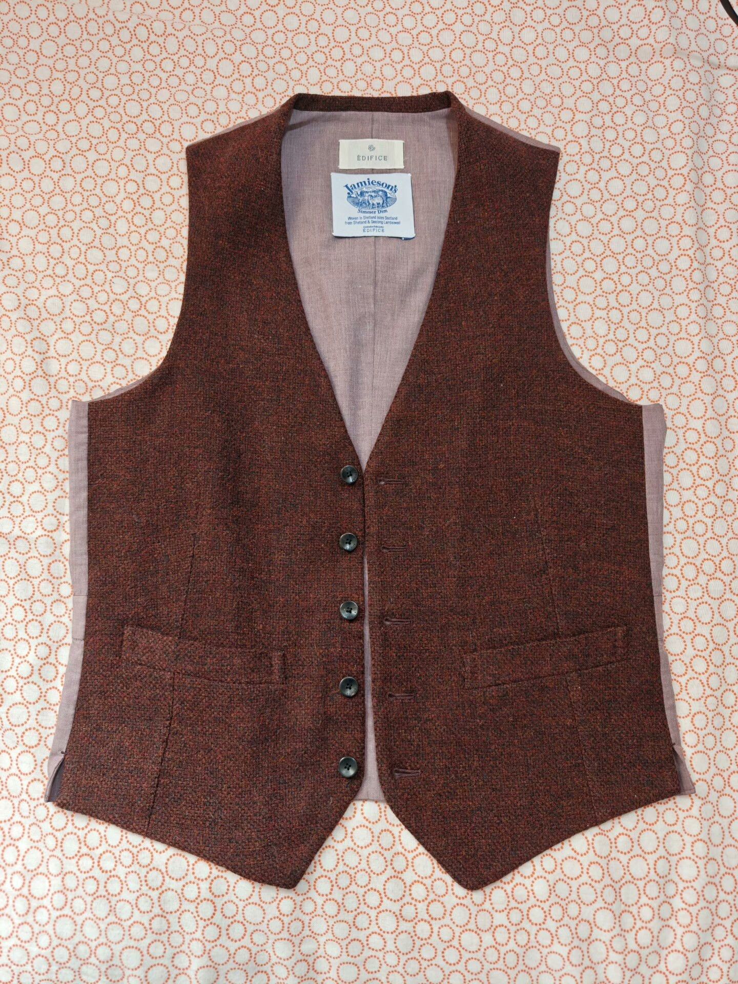Edifice Japan Jamieson's Tweed Wool Waistcoat Size US S / EU 44-46 / 1 - 1 Thumbnail