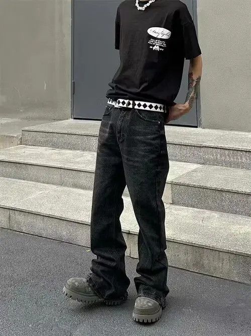 Designer × Jean punk grunge fade skate flared jeans Size US 32 / EU 48 - 4 Thumbnail
