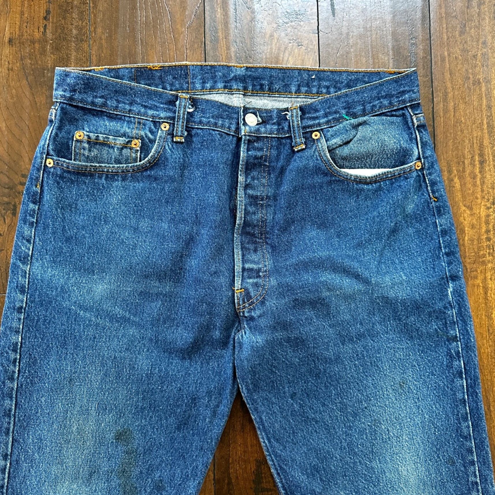 Levi's VINTAGE Levi's 501 Jeans - Button Fly - 38x36 - Light Blue Denim - Men’s Straight Fit, 80s/90s Era, USA Tag, Regular Rise, Cotton Denim, 501 Series Size US 38 / EU 54 - 2 Thumbnail