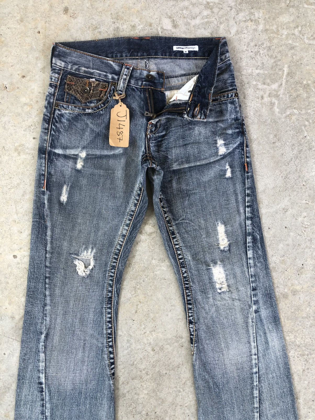 If Six Was Nine Semantic Design Flared Jeans Snake Skin Distressed Jeans Size US 30 / EU 46 - 7 Thumbnail