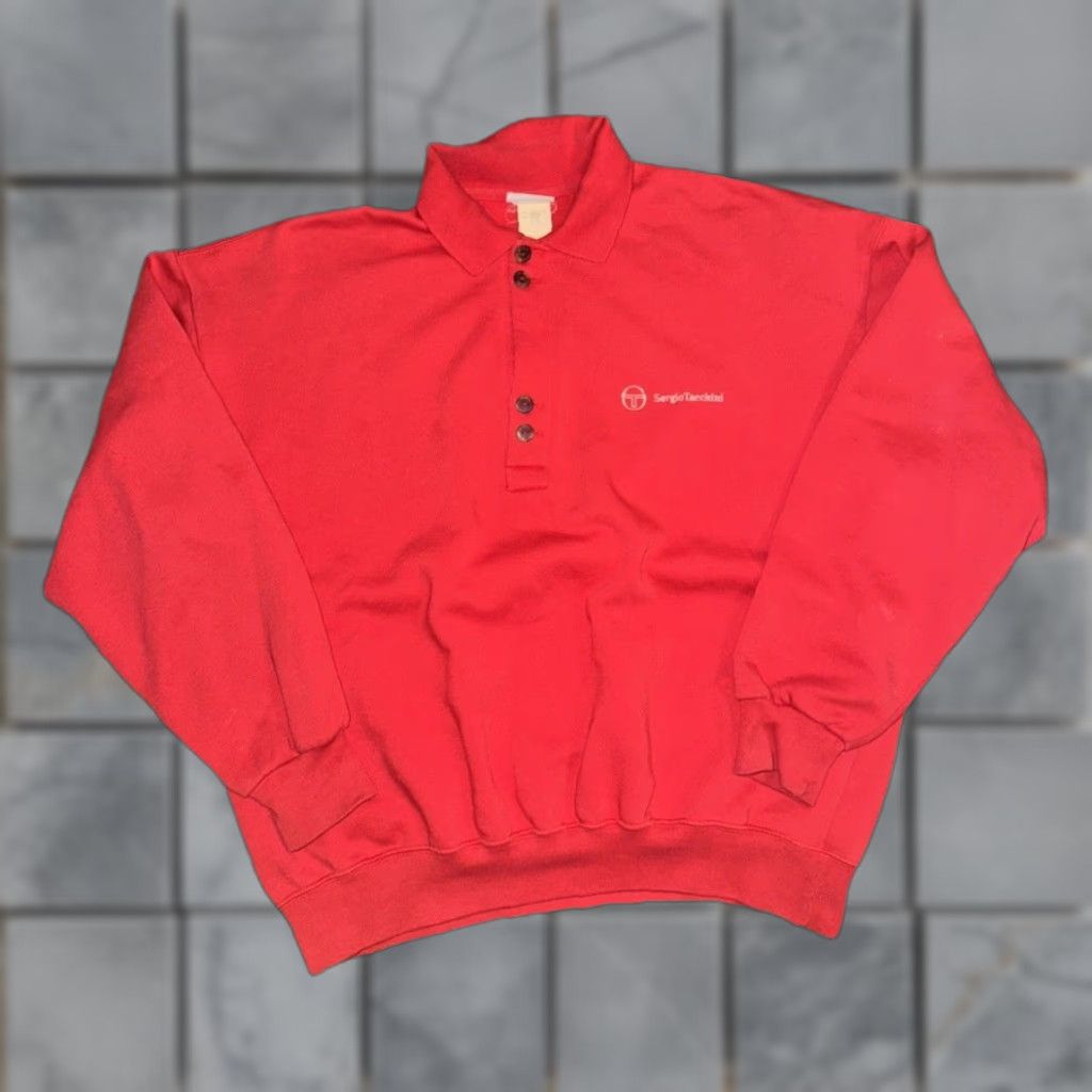 Sergio Tacchini VINTAGE Sergio Tacchini Sweatshirt Red Collared Pullover M 90s Mens Size US M / EU 48-50 / 2 - 1 Thumbnail