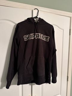 Supreme perforated cheap leather hooded sweatshirt