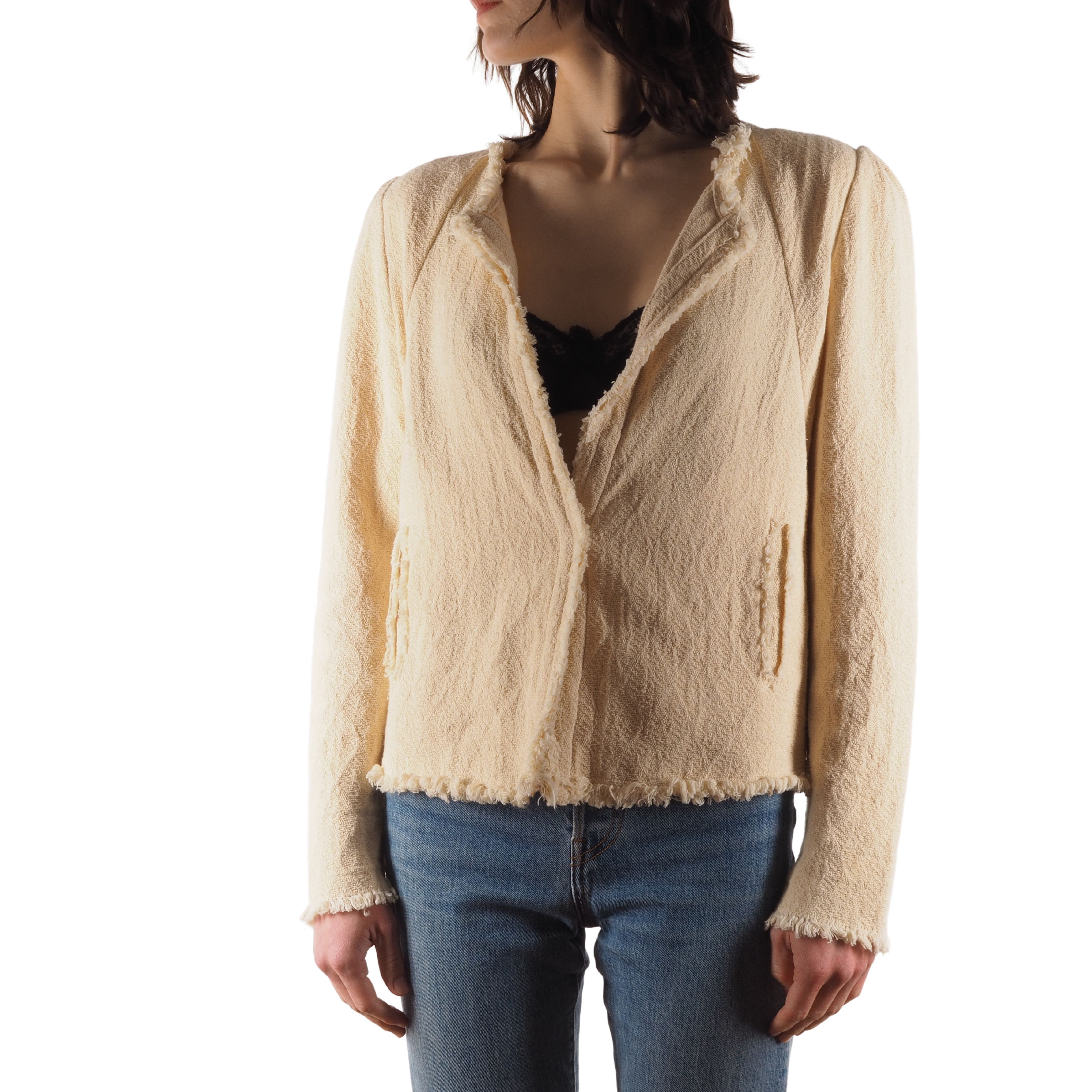 Iro IRO Rosia Tweed Knit Cotton Beige Ivory Jacket Blazer Size M / US 6-8 / IT 42-44 - 1 Thumbnail