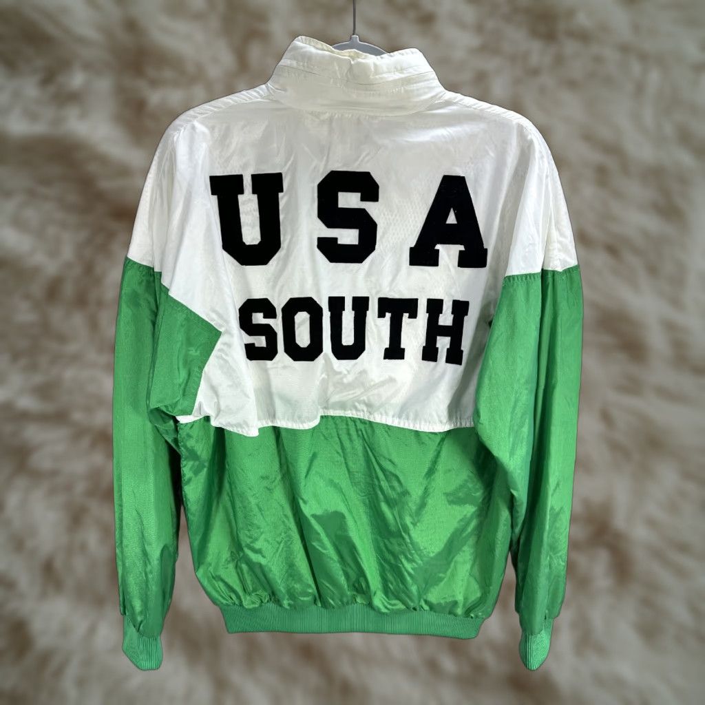 Adidas VINTAGE Adidas Green White Lightweight Jacket Mens M USA Olympic Festival 87’ Slant Zip Pro Vintage Mens Size US M / EU 48-50 / 2 - 1 Thumbnail