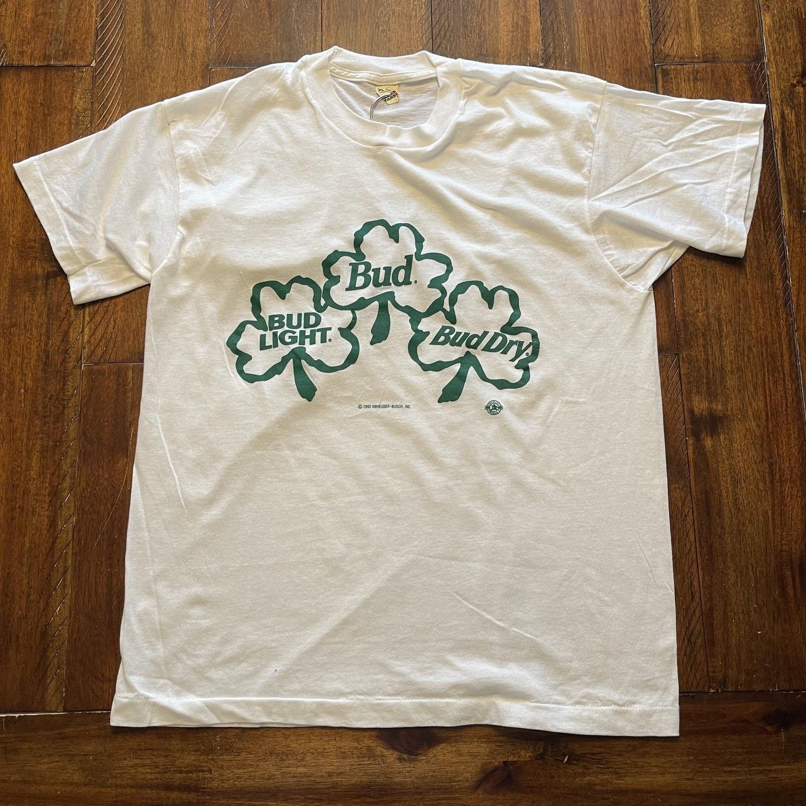 Vintage Vtg Budweiser Shirt XL Shamrock St Patricks Day Bud Light 90 Size US XL / EU 56 / 4 - 2 Thumbnail