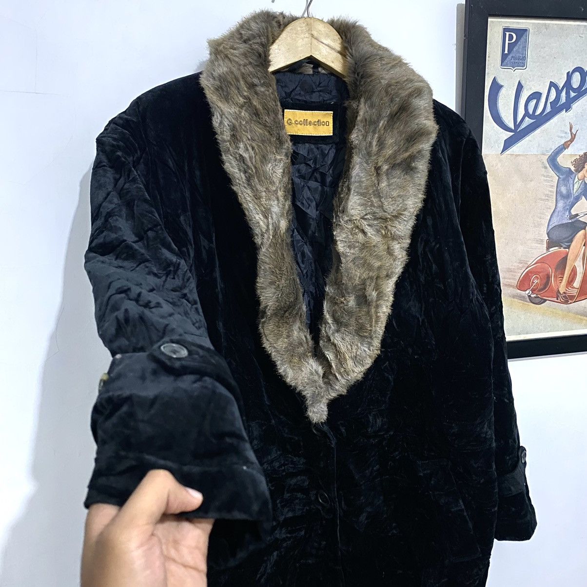 14th Addiction × Japanese Brand × KMRii 🔥Vintage Faux Fur Jacket Trench Coat Black Street City Wear Size US L / EU 52-54 / 3 - 4 Thumbnail