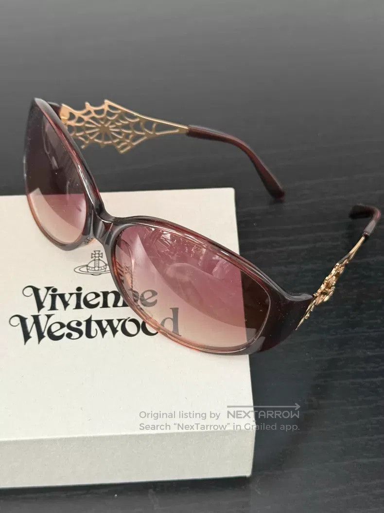 Vivienne Westwood Vivienne Westwood Rare red brown, spider web, sunglasses, Size ONE SIZE - 4 Thumbnail