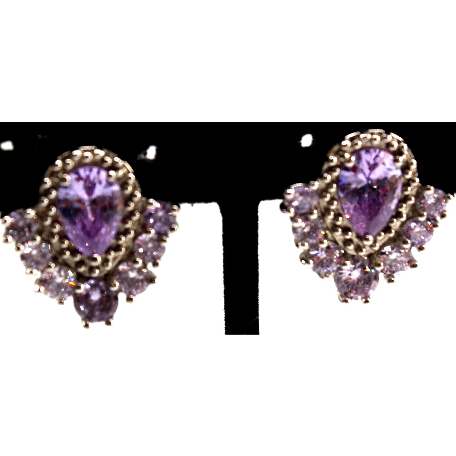 Other Lavender Rhinestone Earrings • Teardrop Round • Prong Set Size ONE SIZE - 3 Thumbnail