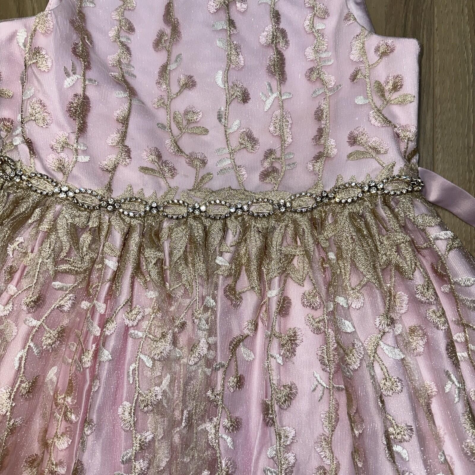 Other Couture Princess Girls Pink Floral Embroidered Dress 10 Size ONE SIZE - 2 Thumbnail