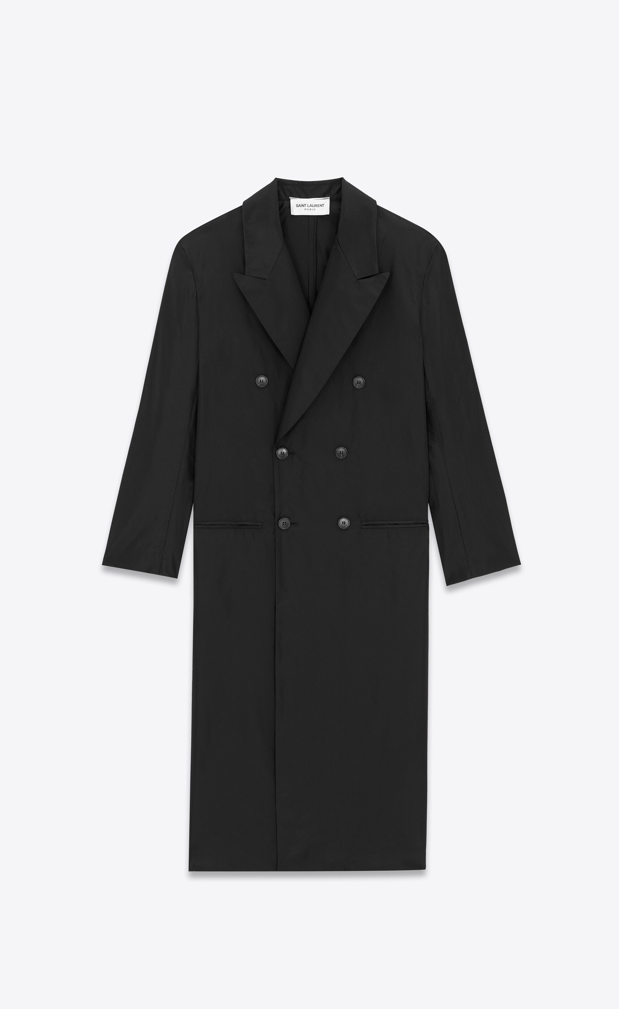 Saint Laurent Paris o1s1wg110925 779981 Long Coat in Silk Taffeta in Black Size US M / EU 48-50 / 2 - 1 Thumbnail