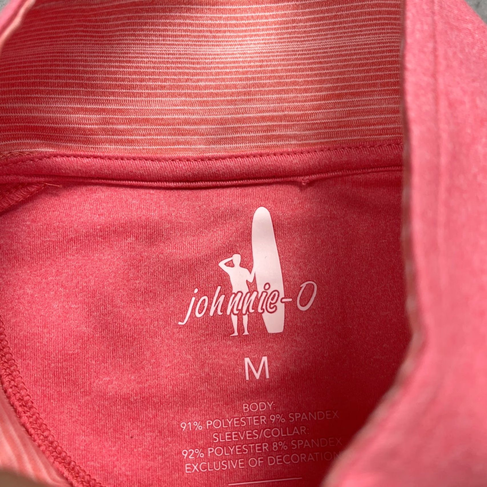 johnnie-O johnnie-O Jacket Mens M Pink 1/4 Zip Stretch Golf Striped Activewear Regular Fit Long Sleeve Size US M / EU 48-50 / 2 - 3 Thumbnail
