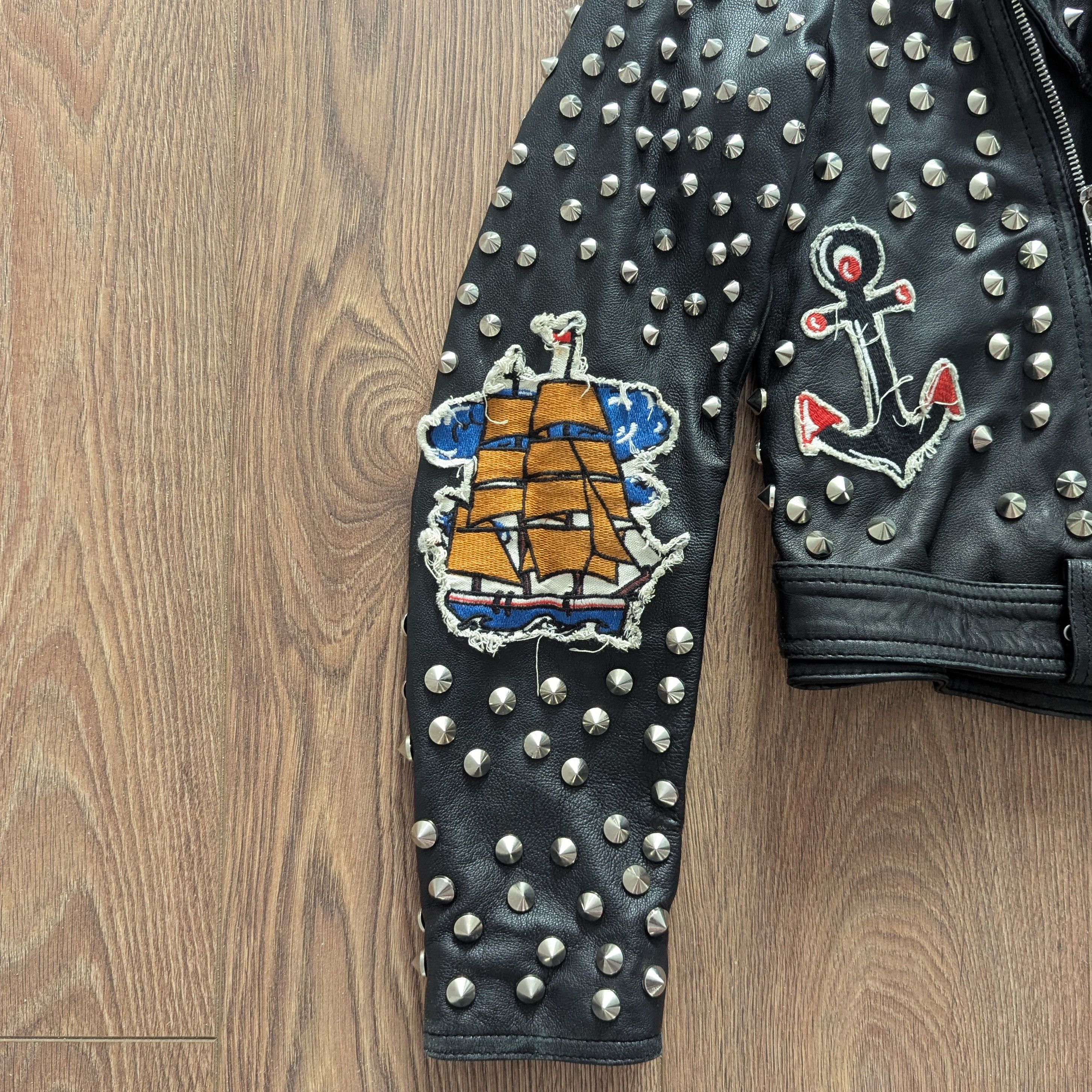 Zara Zara Studded cMotorcycle Biker Jacket Sailor Patches Size XS / US 0-2 / IT 36-38 - 11 Thumbnail