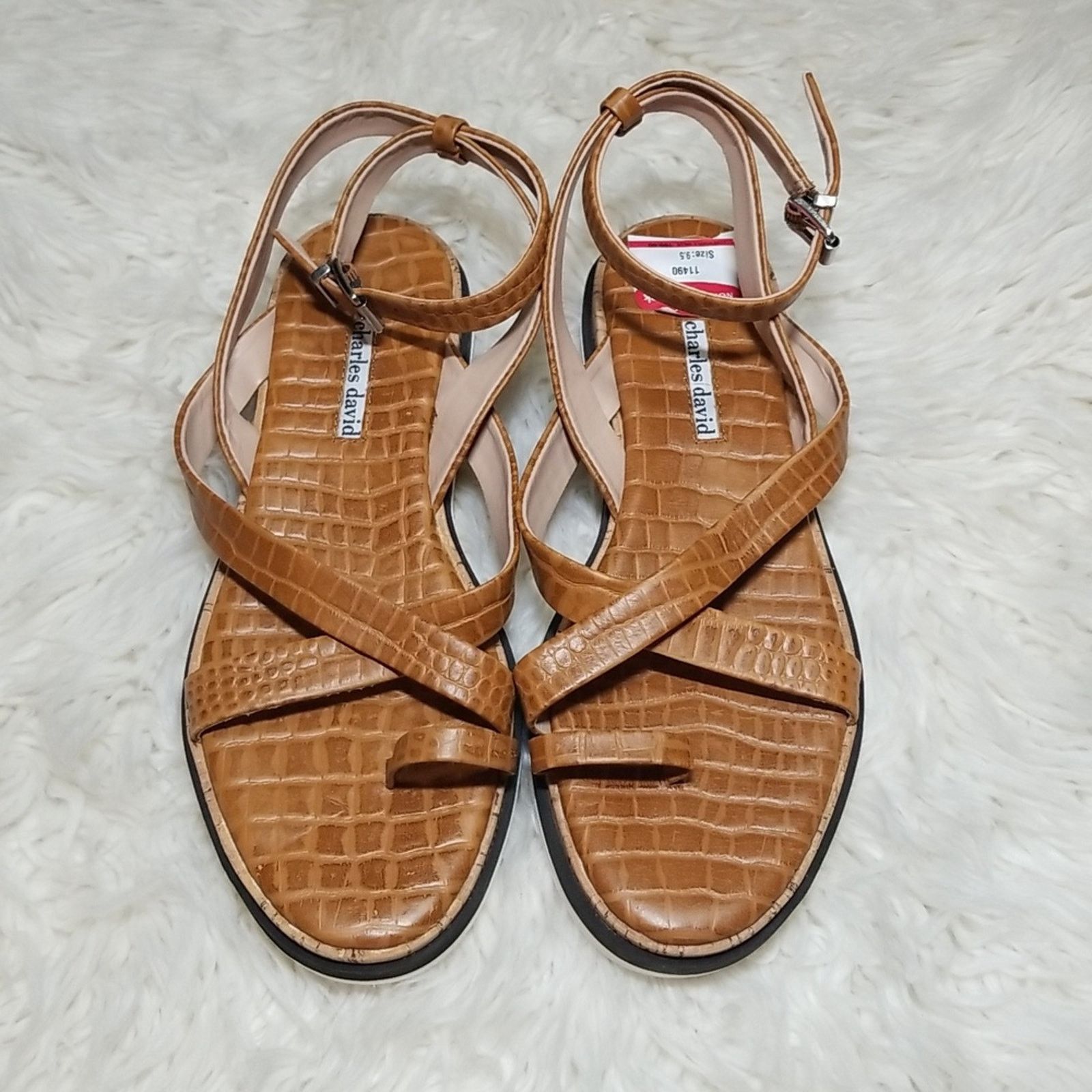 Other Charles David Chance Sandal Reptile Embossed Brown Leather Size US 9.5 / IT 39.5 - 2 Thumbnail